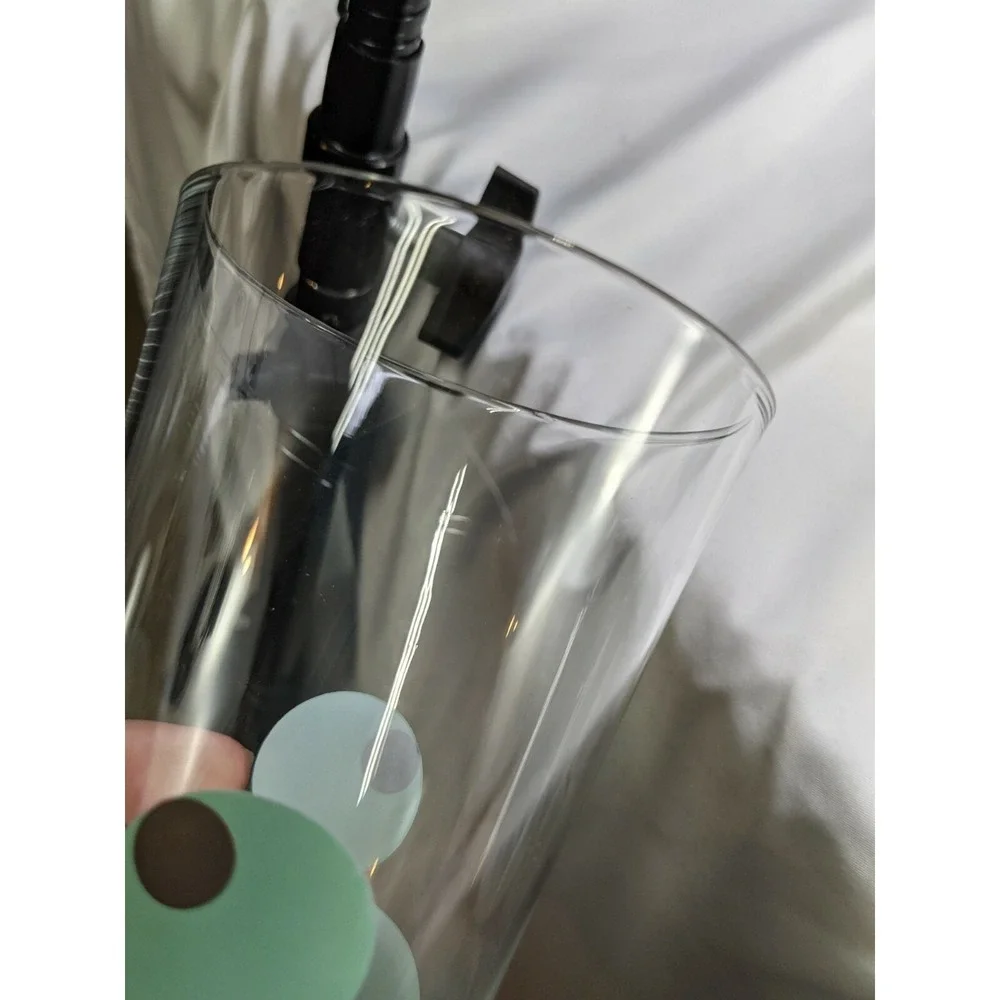 Drinking Glass Tumbler Orange Green Circles Olives About‎ 7 Inch